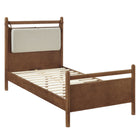 Modway Leni Twin Size Wood Platform Bed Frame - Walnut Heathered Ivory-Wood Slatted Support