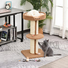 PawHut - Arbre à chat avec tapis en sisal, poteau à griffer, coussin de lit, marron-Le lit pour chat supérieur avec coussin offre un endroit douillet pour se détendre 