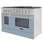 Kucht 48" KNG Series Pro Style Propane Gas Range - Stainless Steel/Light Blue-Product dimensions 27.75" L x 48" W x 36" H