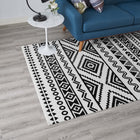Modway Haku Geometric Moroccan Tribal Area Rug - 8 ft W x 10 ft L - Black/White-Protect Floors From Traffic/Furniture