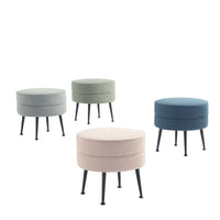 Manhattan Comfort Bailey 18.11" Mid-Century Modern Ottoman - Blue, Grey, Oatmeal, Sage Green with Black Legs - 4 Pack-Mid-Century Modern Ottoman Perfect for Living Room Use