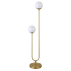 Hudson&Canal Dufrene 2-Light Floor Lamp with Glass Shades - Brass/White Milk-Mid-century style for your living room, office space, bedroom, or reading nook