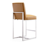 Manhattan Comfort - Element tabouret de comptoir moderne de 41,5 cm en similicuir camel et chrome poli, lot de 2-Hauteur du siège : 24,8 po
