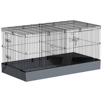 PawHut 24" H Small Pet Cage with Removable Top, 2 Separate Areas, Waterproof Bottom Liner, Ramp and Perch-2 in 1 design transforms cage into a playpen 