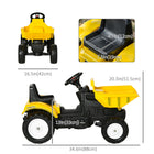 Aosom Kids Pedal Ride-On Excavator with Manual Control Bucket - Yellow-Overall Dimensions: 34.6" L x 16.5" W x 20.3" H (88 x 42 x 51.5 cm) 