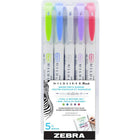 Zebra Mildliner Double Ended Brush Pen, Cool & Refined, 5 Pack-Double ended