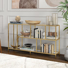 Hudson&Canal Winthrop 52"W Console Table with Glass Shelves - Brass-Handcrafted finish is applied to the steel frame
