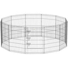 PawHut 36" H Foldable 12 Panel Metal Exercise Pet Playpen - Black-Black coated playpen provides long lasting protection against outdoor elements 