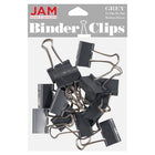 JAM Paper Colourful Binder Clips - Medium - 1 1/4" - Grey - 15 Pack-Colour: Grey | Made of tempered steel for an extra strong hold