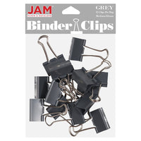 JAM Paper - Pinces à reliure colourées - taille moyenne - 32 mm (1 1/4 po) - grises - paquet de 15-Couleur : Gris | Fabriqué en acier trempé pour une tenue extra forte