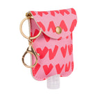 Pep Rally - Support en polyurethane pour desinfectant, bouteille incluse, cœurs, individuel-Pochette en cuir vegetalien qui contient une bouteille de desinfectant pour les mains