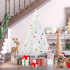 HOMCOM 6' Artificial Christmas Tree - White-With balls, golden bells, drums, boxes, pine cones for decoration 