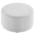 Modway - Callum Grand tissu rond tissé en bruyère de 29" Rembourré Ottoman - Tissage à bruyère gris clair-Arrivée entièrement assemblée