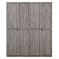 Manhattan Comfort Hopkins 59.22" 2-Piece Modern 11-Shelf Storage Closet - Grey-Modern Free Standing 2-Piece Set of 1 Sectional Wardrobe Closet with 4 Large Shelves and 1 Sectional Wardrobe Closet with 7 Compartments for Bedroom and Storage Use
