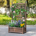 Outsunny Raised Garden Bed with Trellis for Climbing Vines - Brown-Leakage holes are convenient for drainage
