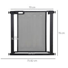 PawHut - Barrière pour Animaux en Métal 29,5"-32,3" avec Porte à Fermeture Automatique et Double Verrouillage-Peut être ouverte d'une seule main – appuyez et soulevez le bouton