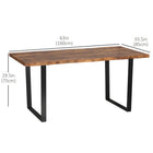 HOMCOM Dining Table with Wave-edged Tabletop & Steel Legs for Kitchen - Rustic Brown-Non-slip pads on the feet of the table offer a stable position