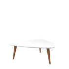 Manhattan Comfort Utopia 11.81" Triangle Coffee Table, White Gloss and Maple Cream (89252)-Triangle End and Accent Table for Living Room, Bedroom and Dining Room use.