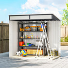 Outsunny 6.5' x 4' Outdoor Storage Shed with Foundation Kit-Easily enter and exit with space-saving sliding doors, lockable for security, keys included
