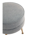 Manhattan Comfort Bailey 18.11" Mid-Century Modern Polyester Blend Upholstered Ottoman - Grey with Gold Legs-Leg Height Measures: 8.66 in