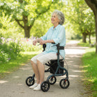 HOMCOM Foldable Rollator Walker with Seat - Green-Solid EVA wheels deliver smooth movement with excellent shock absorption 