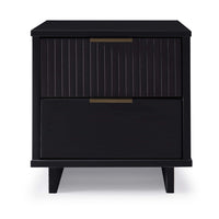Manhattan Comfort Granville 18.11" Modern 2-Drawer Nightstand - Black-Modern- Contemporary with a taste of Glam - Nightstand for Bedroom and Living Room Use