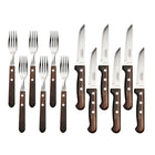 Tramontina - Ensemble de couteaux et fourchettes à steak BBQ en acier inoxydable – Manche en polybois – Dentelé – Pour repas en plein air – Ensemble de 12 pièces-Couteaux en acier inoxydable traité thermiquement avec lames polies miroir et bords dentelés