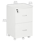 Vinsetto 2-Drawer Mobile Letter/A4 Filing Cabinet with Locking Wheels - White-5 universal wheels for easy movement, 2 with brakes for safety
