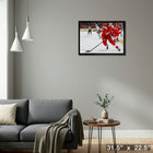 Moritz Seider Detroit Red Wings - Framed Canvas - 31" x 22"-Ready to hang - arrives fully assembled