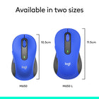 Logitech Signature M650L Wireless Mouse - Blue-Click noise reduced by over 90 percent compared to Logitech M185. Left click and typing dBA level measured by an independent lab at 1 meter.