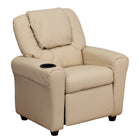 Flash Furniture – Fauteuil inclinable pour enfants en vinyle contemporain avec porte-gobelet et appuie-tête, beige-Fauteuil inclinable taille enfant