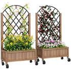 Outsunny Raised Garden Bed with Metal Trellis-Metal back trellis provides support for climbing plants
