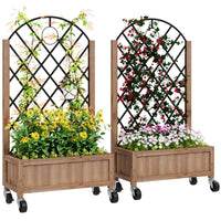 Outsunny - jardinière surélevée avec treillis en métal-Treillis arrière en métal offrant un support pour les plantes grimpantes
