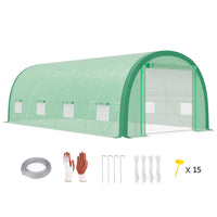 Outsunny - Serre tunnel 10 pi x 6,6 pi x 6,6 pi avec porte en maille à enroulement zippée- Cadre en acier galvanisé avec un design de renforcement amélioré pour une structure stable  
