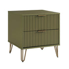 Manhattan Comfort - Dumbo table de chevet moderne 2 tiroirs et commode 3 tiroirs - vert olive - ensemble de 2-Garantie limitée du fabricant de 30 jours