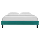 Modway Reign Performance Velvet Full Platform Bed Frame - Teal-Wood Slat Support System