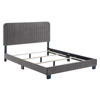 Modway Celine Channel Tufted Performance Velvet Full Bed - Grey-Full Bed