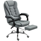 HOMCOM - Fauteuil de bureau exécutif inclinable en similicuir avec accoudoirs - gris-Chaise de bureau moderne qui ajoute du style à toute pièce et à toute déco