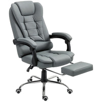 HOMCOM - Fauteuil de bureau exécutif inclinable en similicuir avec accoudoirs - gris-Chaise de bureau moderne qui ajoute du style à toute pièce et à toute déco