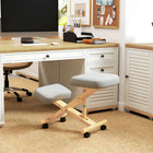 HOMCOM Ergonomic Kneeling Posture Chair for Home Office - Cream White-Features 2.8 inch (7 cm) cushions and an integrated knee pad for superior comfort