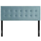 Modway - Emily Biscuit Touffé Performance Velvet Tête de lit Queen, Bleu clair-Hauteur ajustable de 45 » à 52,5 »