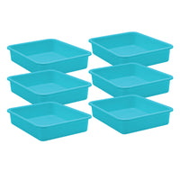 Teacher Created Resources - Grand bac à courrier en plastique bleu sarcelle, paquet de 6-Parfait pour collecter et conserver des travaux de groupe en cours, ou pour garder différents sujets, jours de la semaine ou papiers d'étudiants bien organisés.