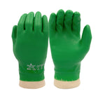 Atlas Full PVC Double Coated Rough Grip Glove - Cotton Jersey Liner - Green - Small-Cotton jersey liner