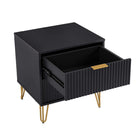 Manhattan Comfort DUMBO 20.07" Modern 2-Drawer Nightstand - Black-Perfect for Bedside Storage, Lamps or Display Items