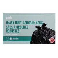 Perk Heavy-Duty Garbage Bags, 26" x 32-1/2" - Black - 150 Pack-Pack of 150 heavy-duty garbage bags ensures you have plenty of bags to handle all your tough messes
