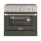 Kucht 36" KNG Series Pro Style Propane Gas Range - Stainless Steel/Olive Green-Cook and bake like a pro with the extra-large convection oven that offers 4.2 cu. ft. of capacity, a 5-rack configuration, and an extra-large viewing window