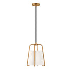 Hudson&Canal Marduk 11" Wide Pendant with Fabric Shade - Brass/White-Mid-century modern design for your entryway, foyer, or kitchen