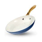 Gotham Steel Ultra Performance Ceramic and Aluminum Non-Stick 12" Frying Pan - Navy with Gold Handles-Gotham Steel natural collection: healthier cooking is easy with this nonstick ceramic cookware set, pots and pans are designed to be 2x more durable, dishwasher safe, and oven safe up to 500˚F, gold stay-cool handles allow you to go from stovetop to oven, but this set doesn't just cook good, they look good too, with a modern cream color that adds an elevated aesthetic to your kitchen
