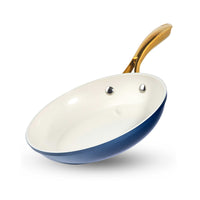 Gotham Steel - Poêle à frire antiadhésive en céramique et aluminium ultra performante de 12 po - Bleu marine avec poignées dorées-Collection naturelle Gotham Steel : une cuisine plus saine est facile avec cet ensemble d'ustensiles de cuisine en céramique antiadhésifs, les casseroles et les casseroles sont conçues pour être 2 fois plus durables, le lave-vaisselle et le four sûr jusqu'à 500 ° F, les poignées dorées restent fraîches vous permettent d'aller de cuisinière au four, mais cet ensemble ne cuit pas s