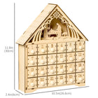 HOMCOM - Calendrier de l'avent de Noël - décoration de table de Noël en bois-Y compris le tiroir de compte à rebours de 24 jours, vous permet de mettre des notes et des friandises pour obtenir une surprise et un plaisir quotidiens  